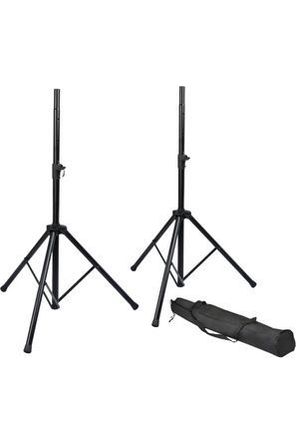 ROK-IT SET OF TWO (2) TRIPOD BASE SPEAKER STANDS WITH ADJUSTABLE HEIGHT TWIST KNOB, SAF