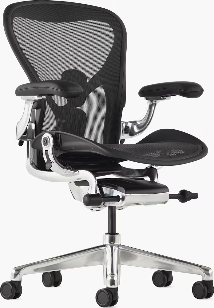 Herman Miller Aeron Chair (Posturefit SL, Adjustable Tilt/Angle/Arms, and  Multisurface Caster)